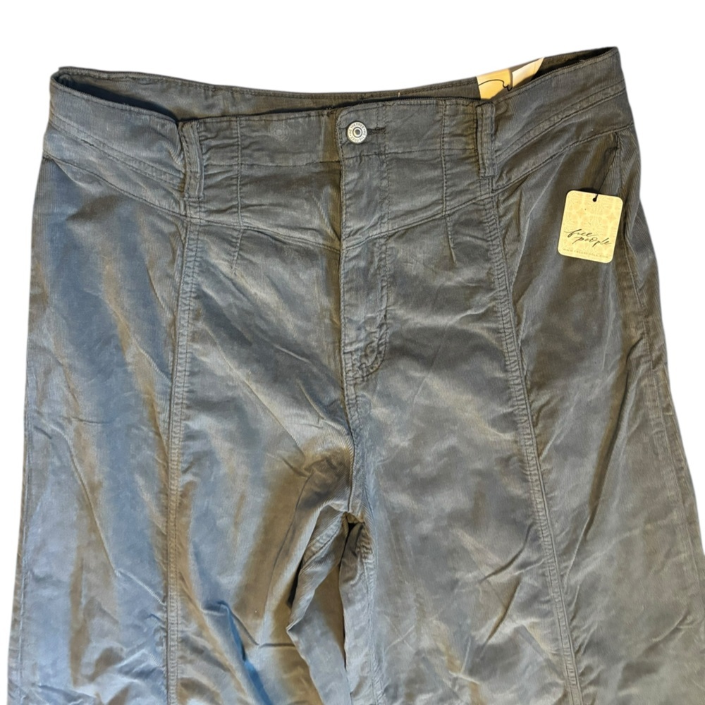 NWT We The Free People Libre Wide Leg Cord Jeans Light Gray Mockingbird Size 33 - Picture 5 of 10